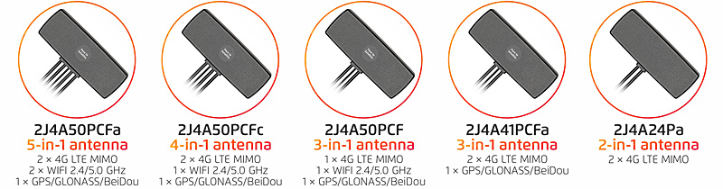 Антенны 2J4A50PCFa совместимы со всеми сетевыми экосистемами LTE, 4G, 3G или 2G